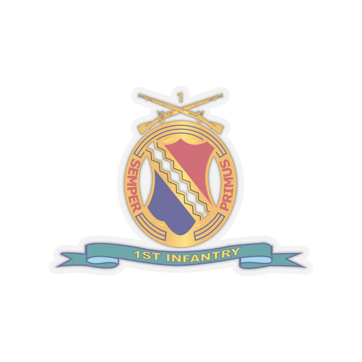 Kiss-Cut Stickers - Army - 1st Infantry Regiment  w Br - Ribbon