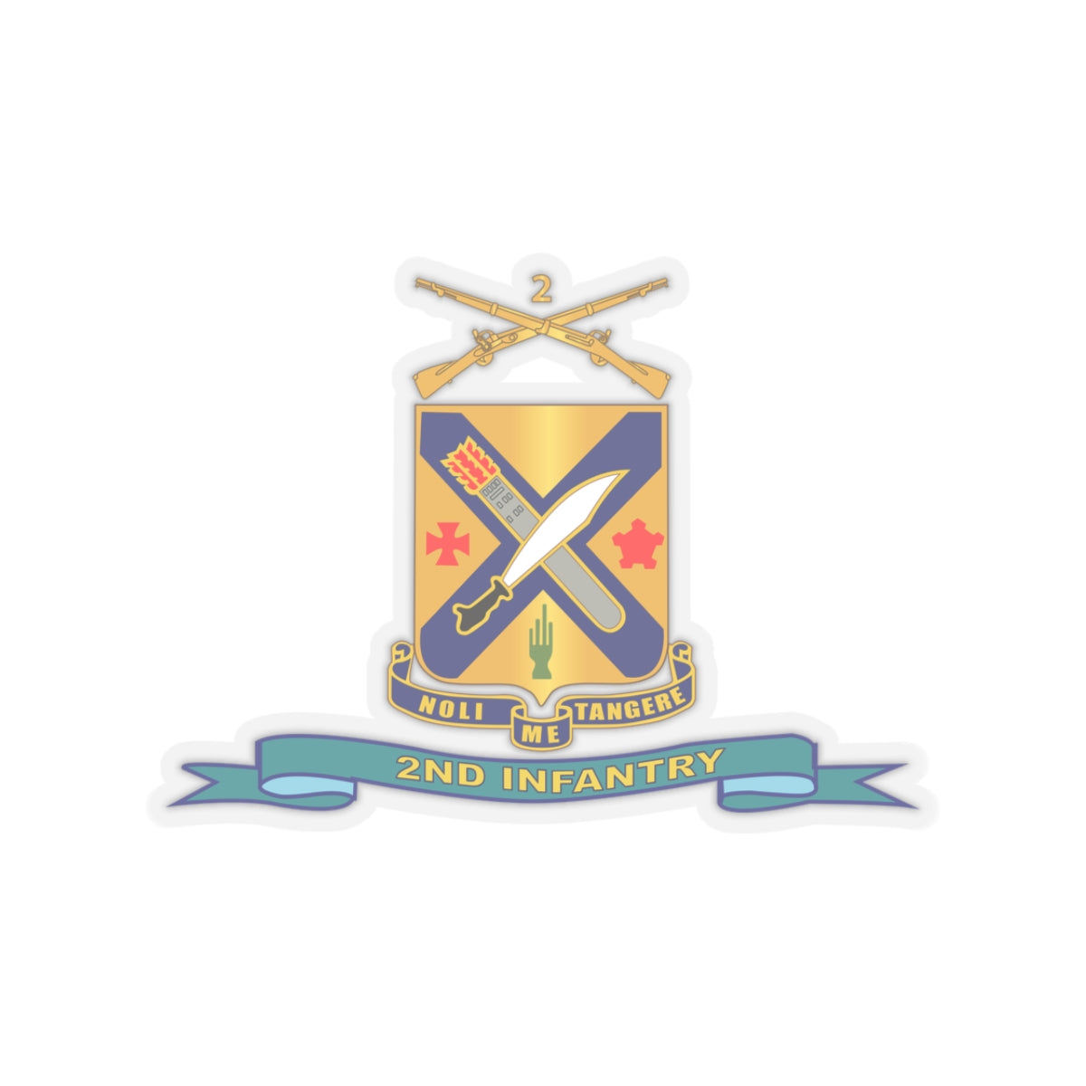 Kiss-Cut Stickers - Army - 2nd Infantry Regiment  w Br - Ribbon