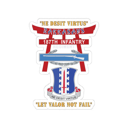Kiss-Cut Stickers - Army - 187th Infantry Regiment - Torii, Rakkasans, Let Valor Not Fail, English, Latin w CIB