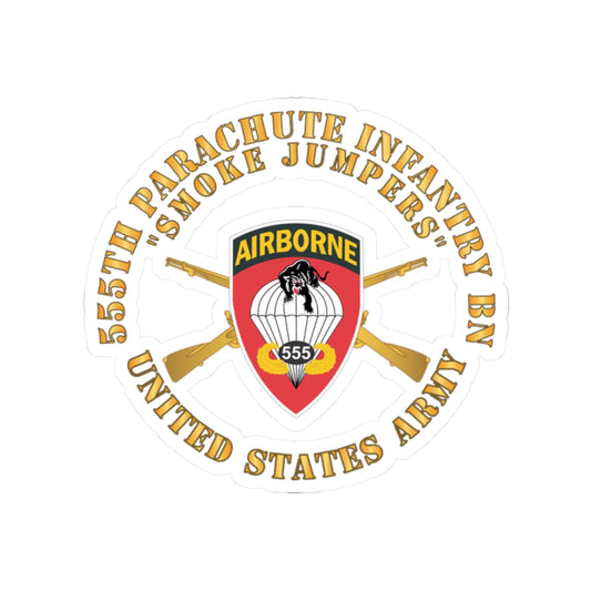 Kiss-Cut Stickers - Army - 555th Infantry Parachute Bn SSI - Smoke Jumpers w Br