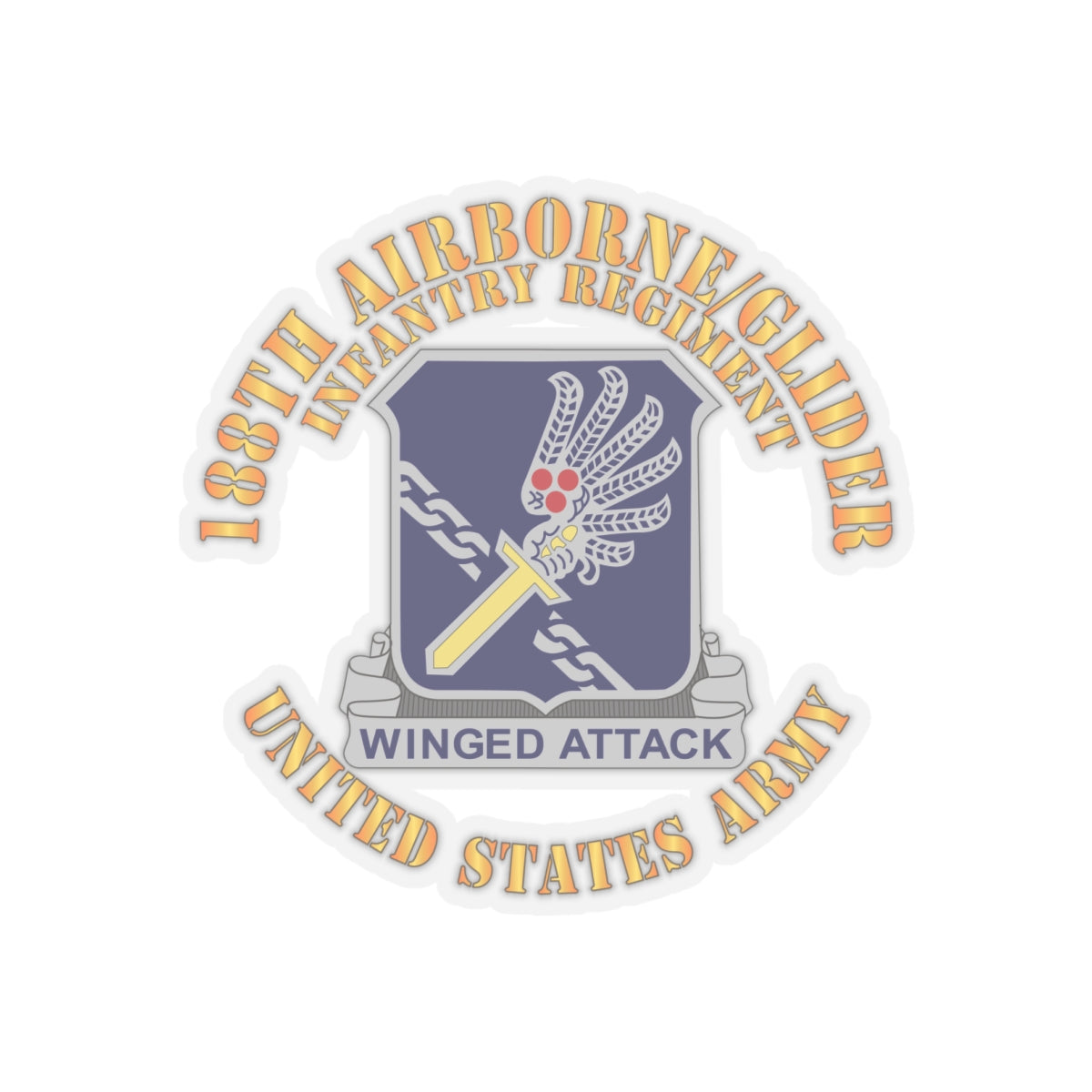 Kiss-Cut Stickers - Army  - 188th Airborne - Glider Infantry Regiment - DUI X 300