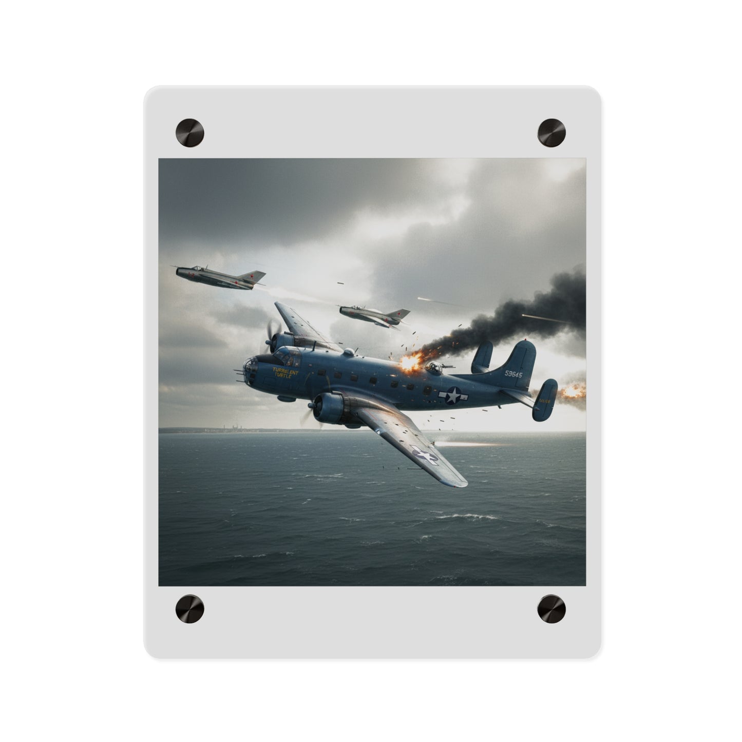 Acrylic Wall Art Panel - April 8, 1950, Baltic Sea - Latvia Soviet fighters shot down a U.S. Navy PB4Y-2 - Liberator - Cold War