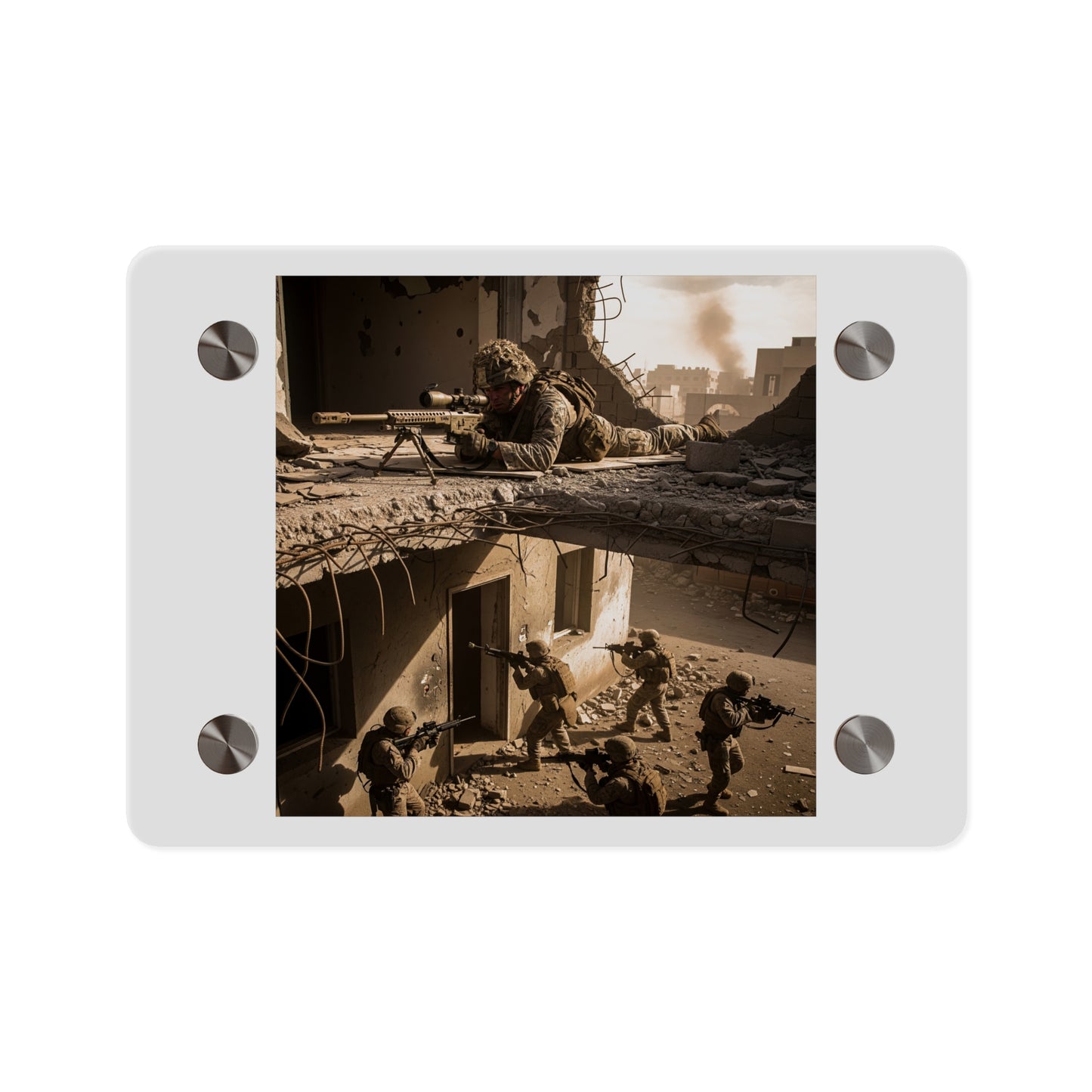 Acrylic Wall Art Panel - Marine Sniper Providing Overwatch for Breach Team