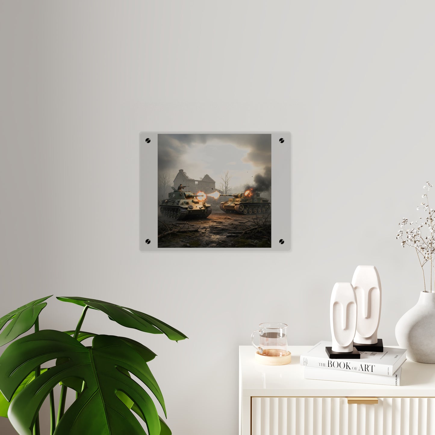 Acrylic Wall Art Panel - M10 Wolverine battles German Panzer Tank WWII