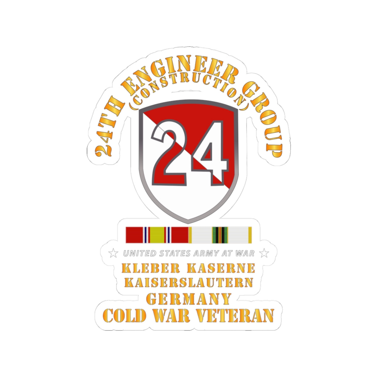 Kiss-Cut Stickers - 24th Engineer Group (Construction) - Kaiserslautern, Germany 1954 - 1972- w COLD WAR SVC X 300