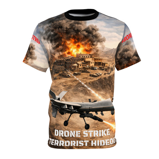 All-Over Print Tee — "Drone Strike Against Terrorist Training Facility"