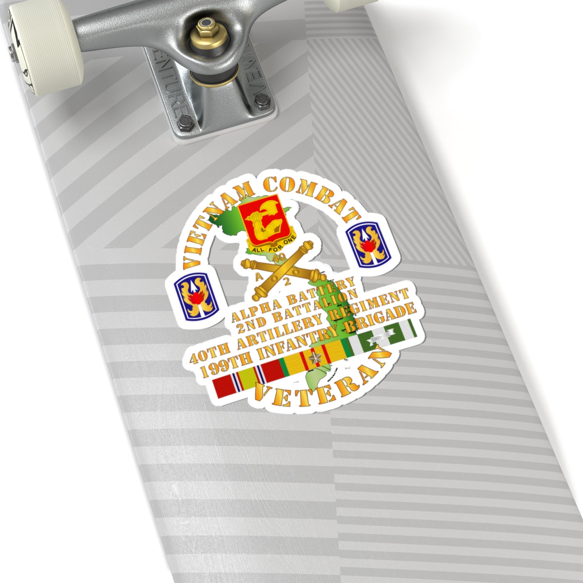 Kiss-Cut Stickers - Army - Vietnam Combat Vet - Alpha Battery, 2nd Bn 40th Artillery - 199th Infantry Bde  - VN  SVC