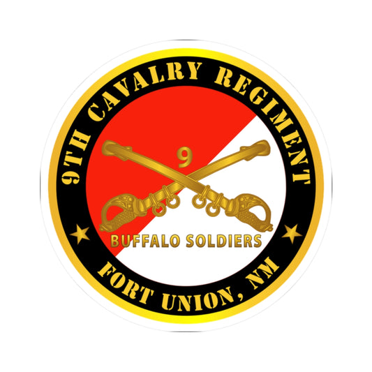 Kiss-Cut Stickers - Army - 9th Cavalry Regiment - Fort Union,  NM - Buffalo Soldiers w Cav Branch