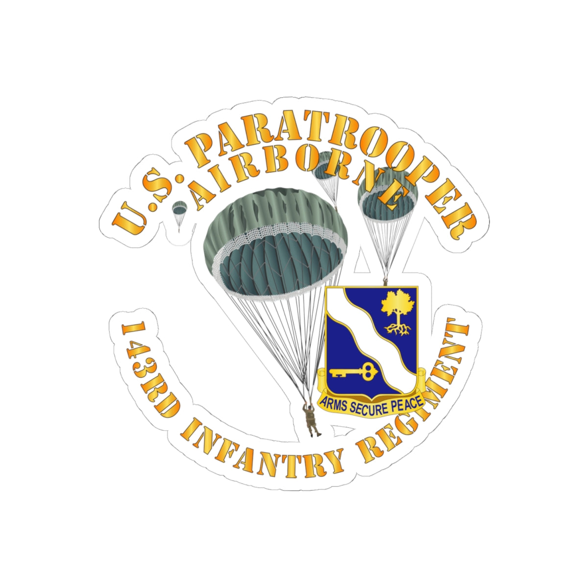 Kiss-Cut Stickers - Army - US Paratrooper - 143rd Infantry Regiment X 300
