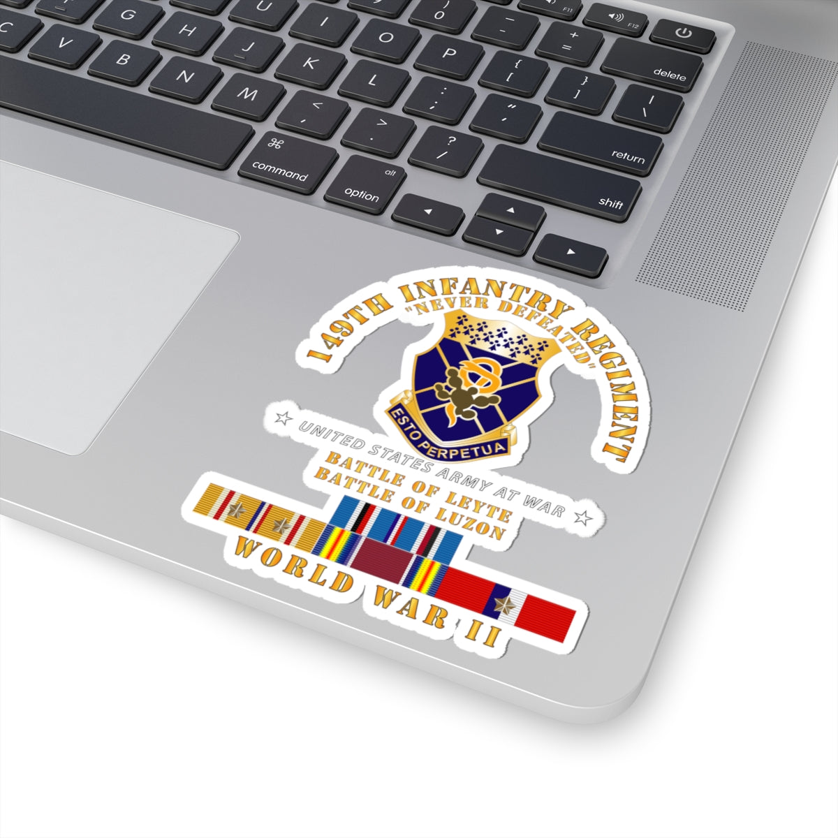 Kiss-Cut Stickers - Army -  149th Infantry Regiment - Battle of Leyet-Luzon - COA - WWII PAC SVC X 300