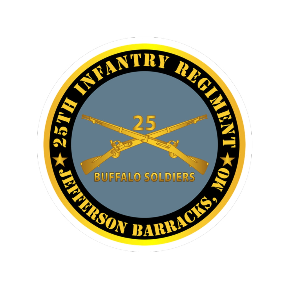 Kiss-Cut Stickers - Army - 25th Infantry Regiment - Jefferson Barracks, MO - Buffalo Soldiers w Inf Branch