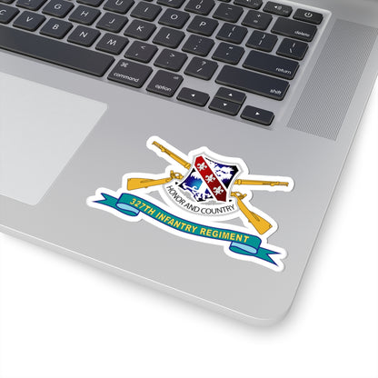 Kiss-Cut Stickers - Army - 327th Infantry Regiment - DUI w Br - Ribbon X 300