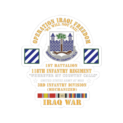 Kiss-Cut Stickers -  Army -  Operation Iraqi Freedom, 1st Bn, 118th  Infantry Regiment - 3rd Inf Division w IRAQ SVC