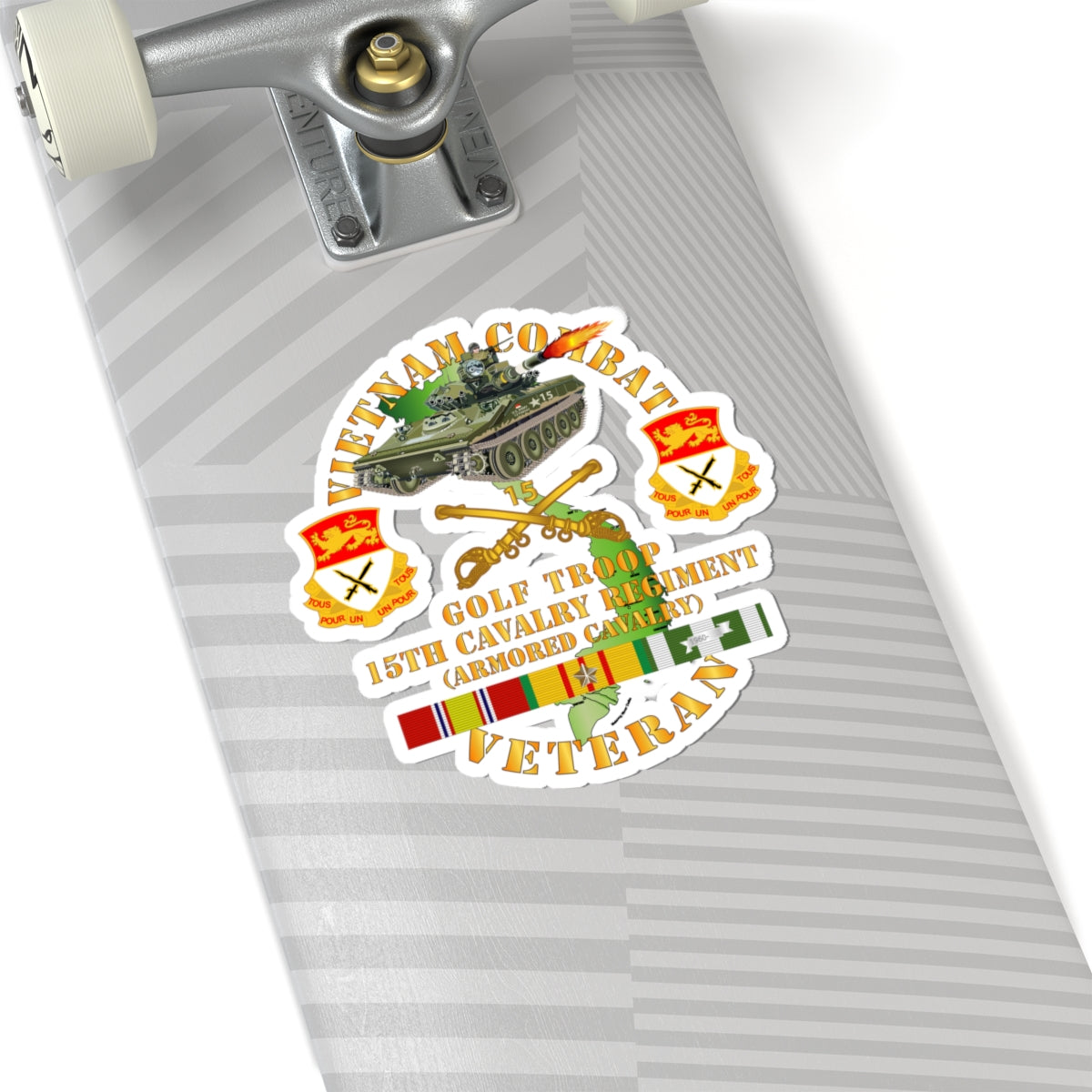 Kiss-Cut Stickers - Army - Vietnam Combat Veteran w  15th Cavalry Regiment - Armored Cav w VN SVC