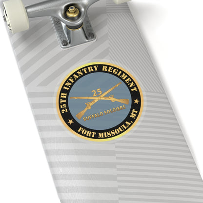 Kiss-Cut Stickers - Army - 25th Infantry Regiment - Fort Missoula, MT - Buffalo Soldiers w Inf Branch V1