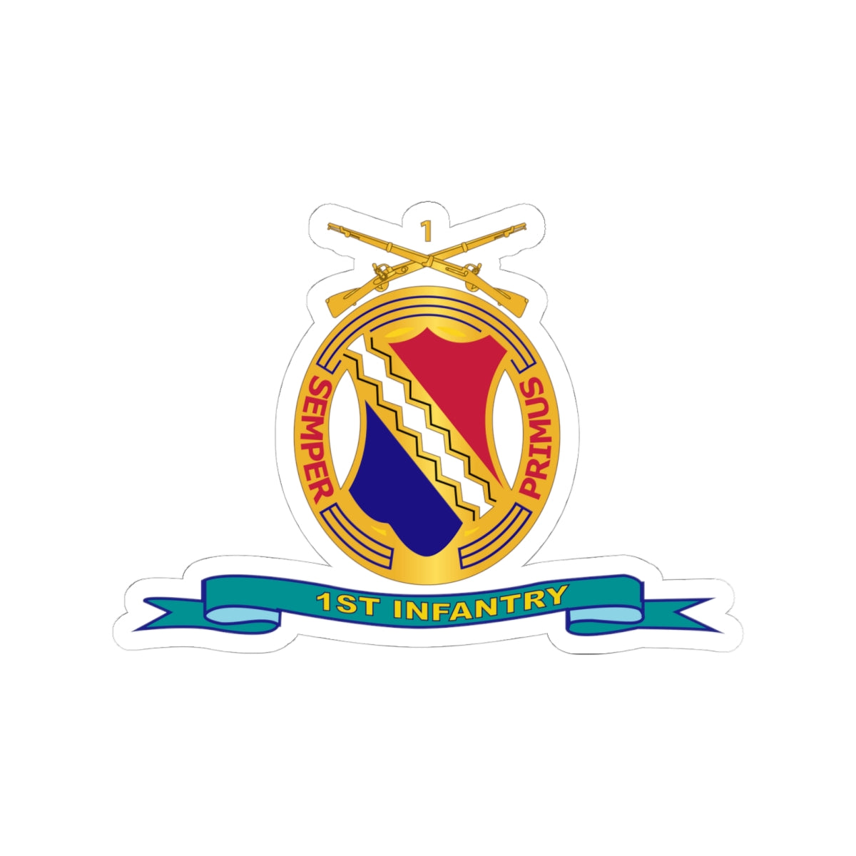 Kiss-Cut Stickers - Army - 1st Infantry Regiment  w Br - Ribbon