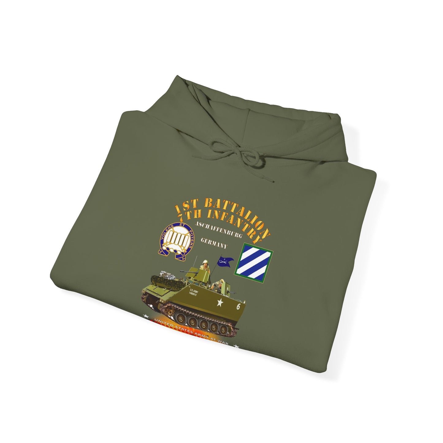 Unisex Heavy Blend™ Hooded Sweatshirt - Army - 1st Bn 7th Infantry - Aschaffenburg FRG - M113 APC  - CottonBalers X 300