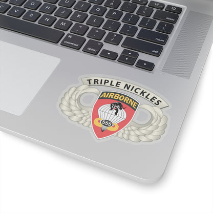 Kiss-Cut Stickers - Army - Airborne Badge - 555th Parachute Infantry Bn - SSI w  Triple Nickles Tab X 300