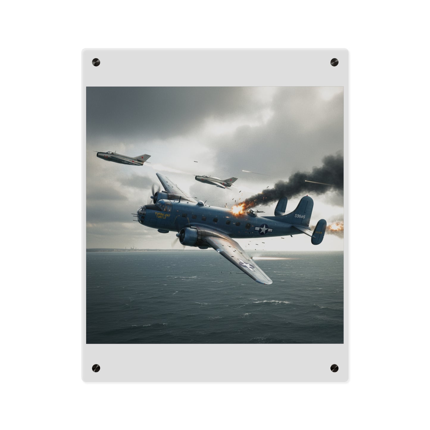 Acrylic Wall Art Panel - April 8, 1950, Baltic Sea - Latvia Soviet fighters shot down a U.S. Navy PB4Y-2 - Liberator - Cold War