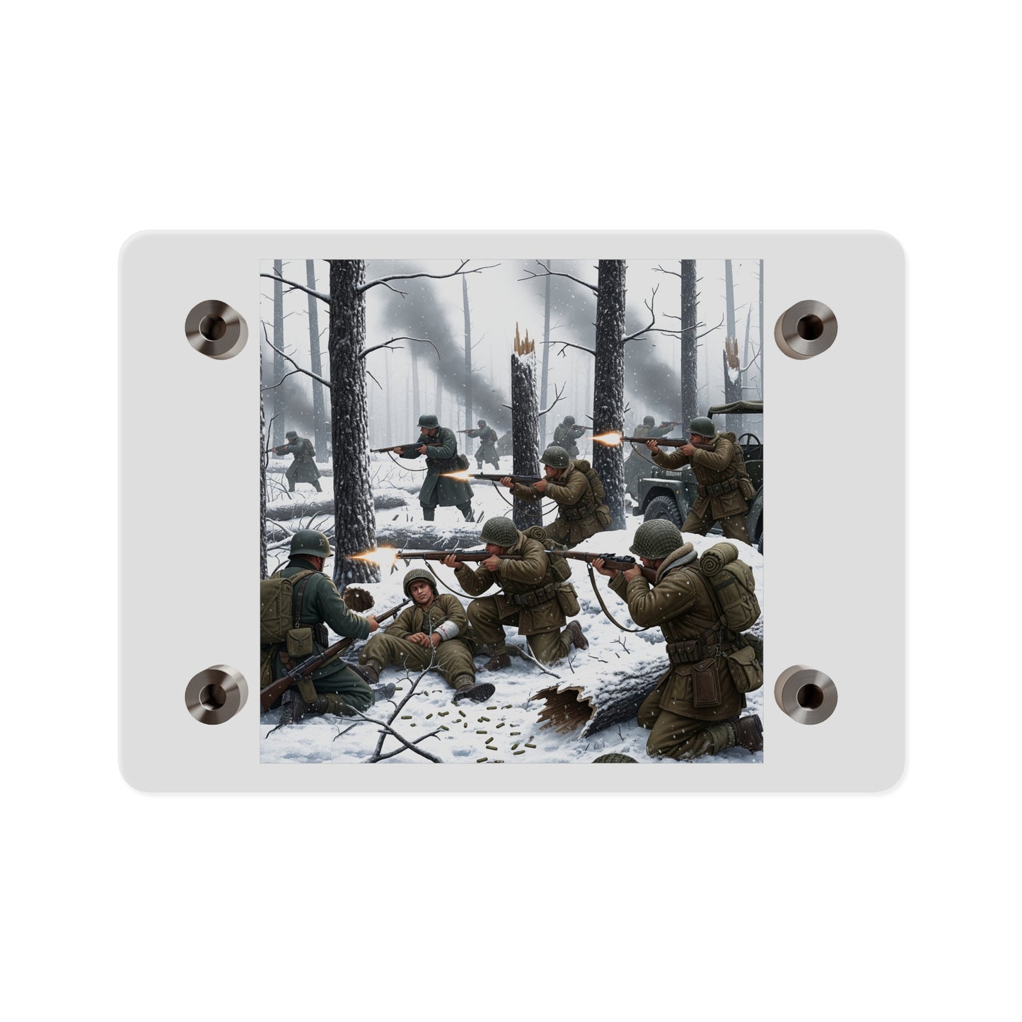 Acrylic Wall Art Panel - 101st Airborne Division fighting the German Army at the Battle of Bastogne