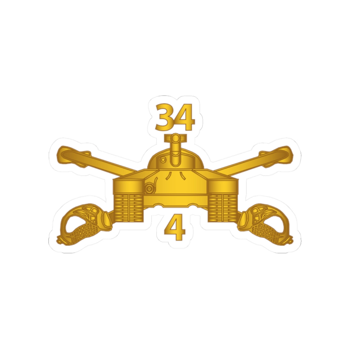 Kiss-Cut Stickers - Army - 4th Bn 34th Armor - Armor Branch wo Txt