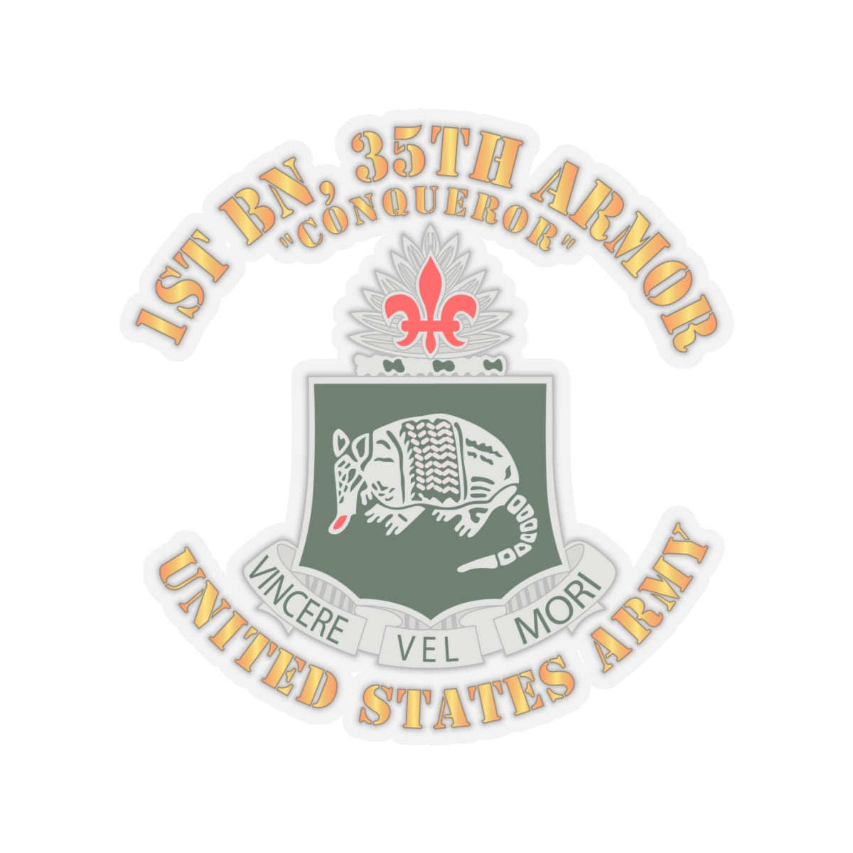 Kiss-Cut Stickers - Army - 1st Bn, 35th Armor - Conqueror - DUI - V1 X 300