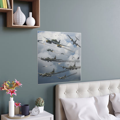 Indoor and Outdoor Silk Posters - German jet fighters attacking US bombing formations