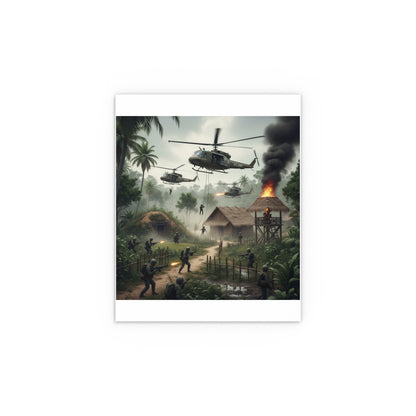 Indoor and Outdoor Silk Posters - Vietnam Village Helicopter Assault