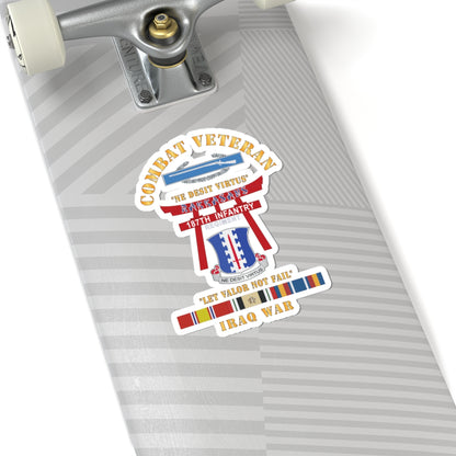 Kiss-Cut Stickers - Army - Combat Veteran - 187th Infantry Regiment - Torii, Rakkasans, Let Valor Not Fail, English, Latin w CIB w IRAQ SVC
