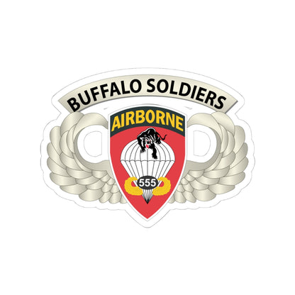 Kiss-Cut Stickers - Army - Airborne Badge - 555th Parachute Infantry Bn - SSI w  Buffalo Soldiers Tab