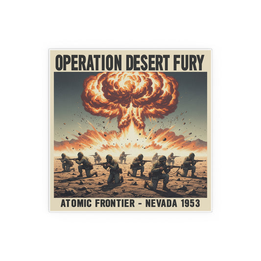 Indoor and Outdoor Silk Posters - Atomic Testing in Nevada Desert Operation Fury