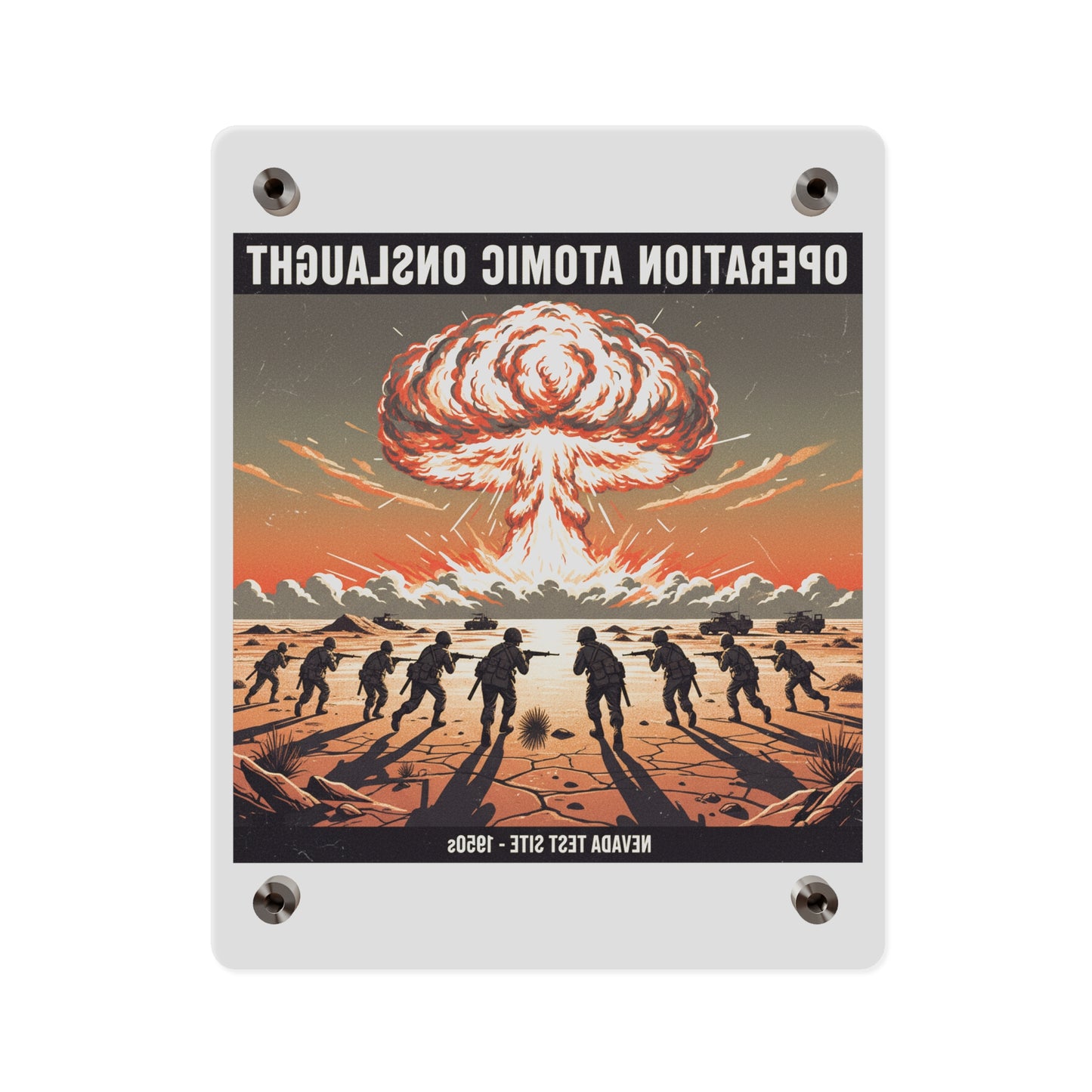 Acrylic Wall Art Panel - Atomic Testing in Nevada Desert Operation Fury - Toward the attack