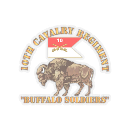 Kiss-Cut Stickers - Army - 10th Cavalry Regiment - Buffalo Soldiers w 10th Cav Guidon