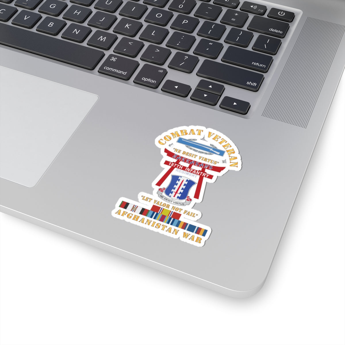 Kiss-Cut Stickers - Army - Combat Veteran - 187th Infantry Regiment - Torii, Rakkasans, Let Valor Not Fail, English, Latin w CIB w AFGHAN SVC