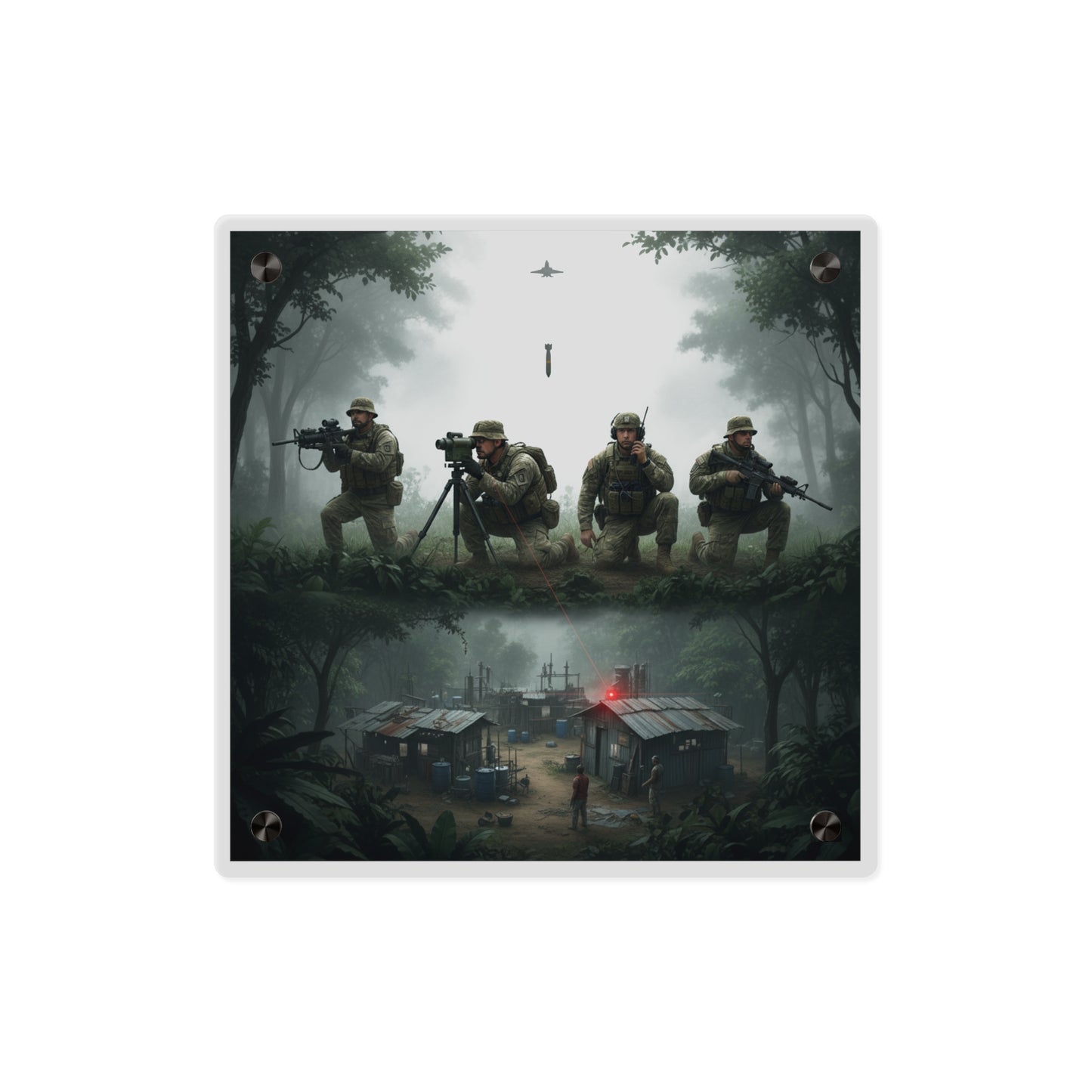 Acrylic Wall Art Panel - Jungle Drug Lab Destruction wo Explosions