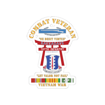 Kiss-Cut Stickers - Army - Combat Veteran - 187th Infantry Regiment - Torii, Rakkasans, Let Valor Not Fail, English, Latin w CIB w VN SVC X 300