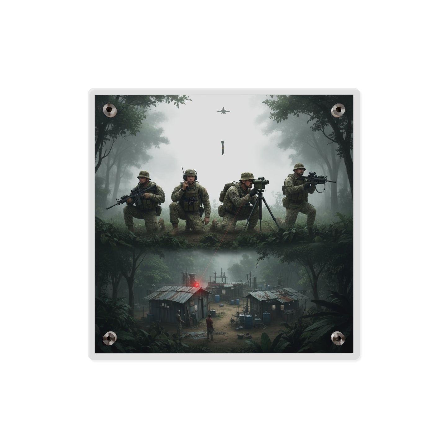 Acrylic Wall Art Panel - Jungle Drug Lab Destruction wo Explosions