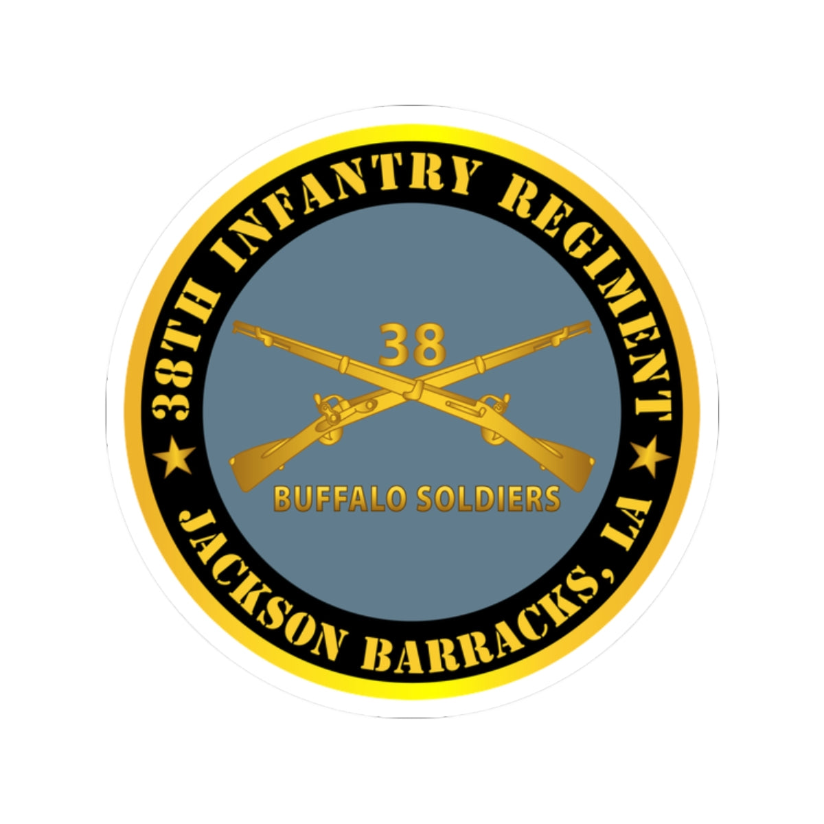 Kiss-Cut Stickers - Army - 38th Infantry Regiment - Buffalo Soldiers - Jackson Barracks, LA w Inf Branch