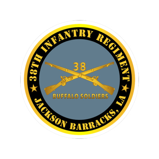 Kiss-Cut Stickers - Army - 38th Infantry Regiment - Buffalo Soldiers - Jackson Barracks, LA w Inf Branch