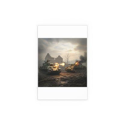Indoor and Outdoor Silk Posters - M10 Wolverine battles German Panzer Tank WWII