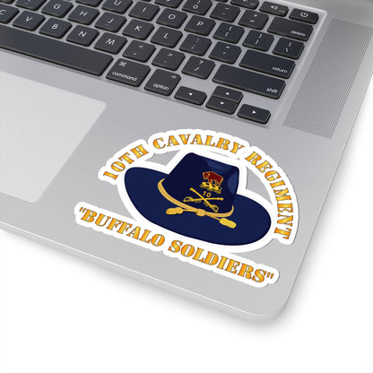 Kiss-Cut Stickers - Army - 10th Cavalry Regiment w Cav Hat - Buffalo Soldiers