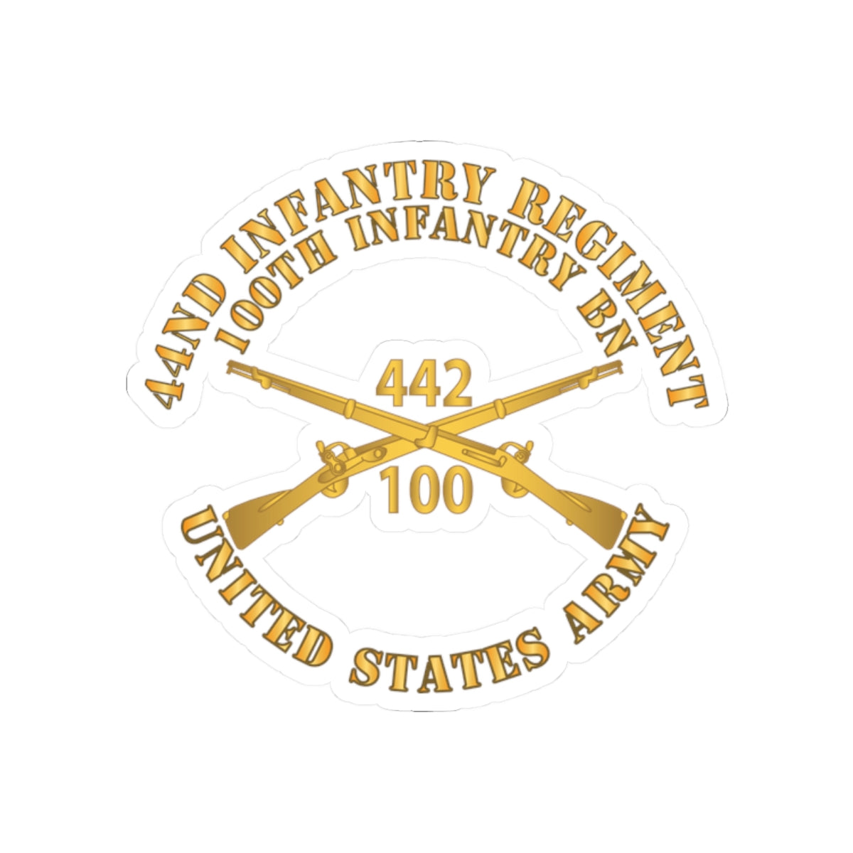 Kiss-Cut Stickers - Army - 442nd Infantry Regiment - 100th Infantry Battalion - US Army w Br X 300