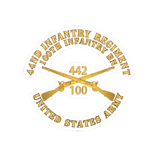 Kiss-Cut Stickers - Army - 442nd Infantry Regiment - 100th Infantry Battalion - US Army w Br X 300