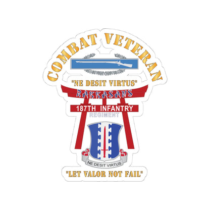 Kiss-Cut Stickers - Army - Combat Veteran - 187th Infantry Regiment - Torii, Rakkasans, Let Valor Not Fail, English, Latin w CIB X 300