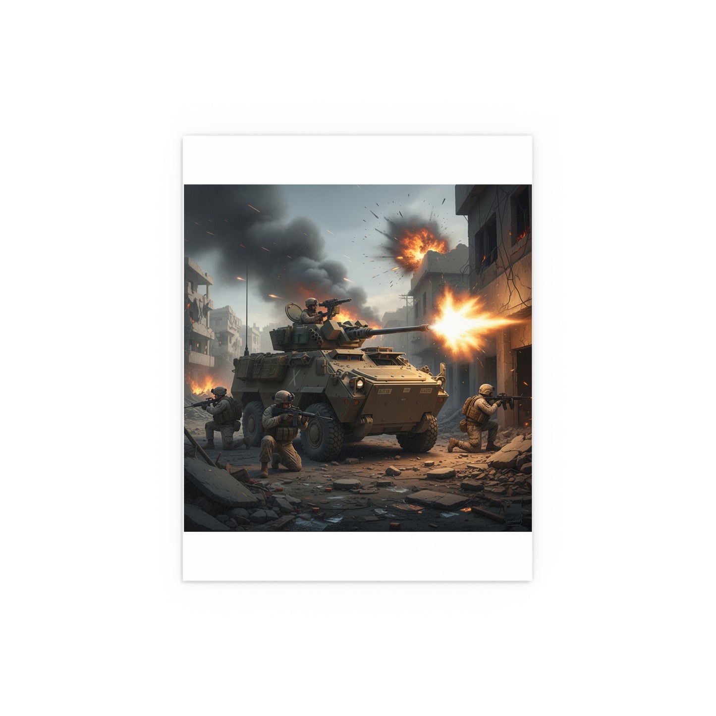 Indoor and Outdoor Silk Posters - Marine LAV in support of the 2nd Battle of Fallujah