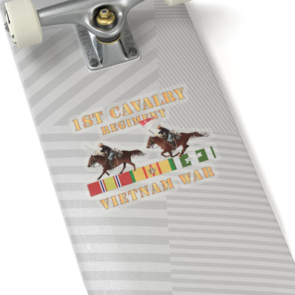 Kiss-Cut Stickers - Army - 1st Cavalry Regiment - Vietnam War wt 2 Cav Riders and VN SVC X300