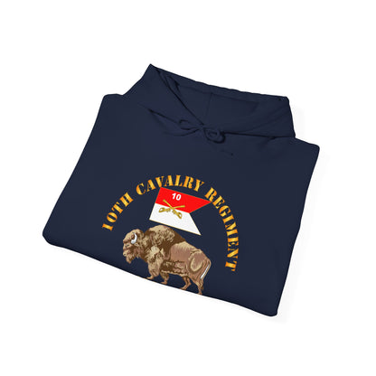 Unisex Heavy Blend™ Hooded Sweatshirt - Army - 10th Cavalry Regiment - Buffalo Soldiers w 10th Cav Guidon