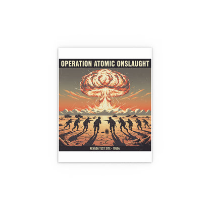 Indoor and Outdoor Silk Posters - Atomic Testing in Nevada Desert Operation Fury - Toward the attack