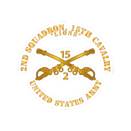 Kiss-Cut Stickers - Army -  2nd Squadron, 15th Cavalry - Lions w Br