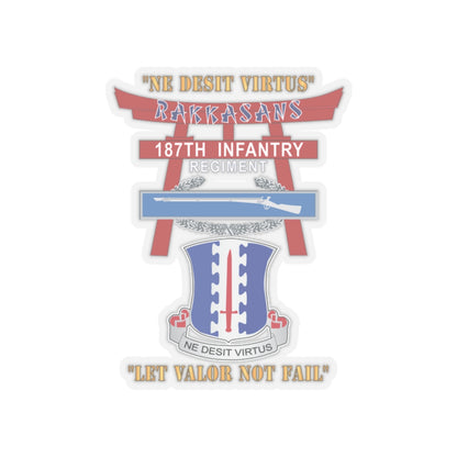 Kiss-Cut Stickers - Army - 187th Infantry Regiment - Torii, Rakkasans, Let Valor Not Fail, English, Latin w CIB